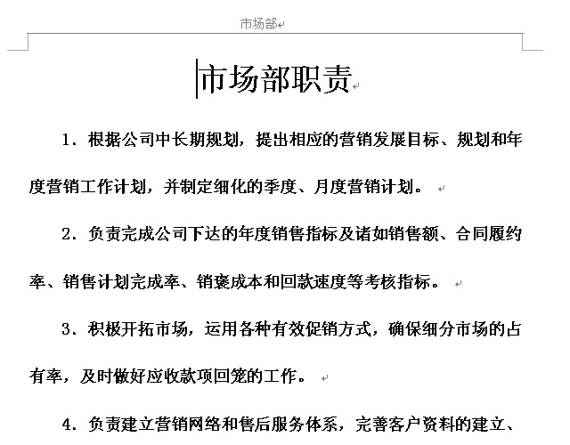 公司市場部崗位職責(zé)word文檔下載